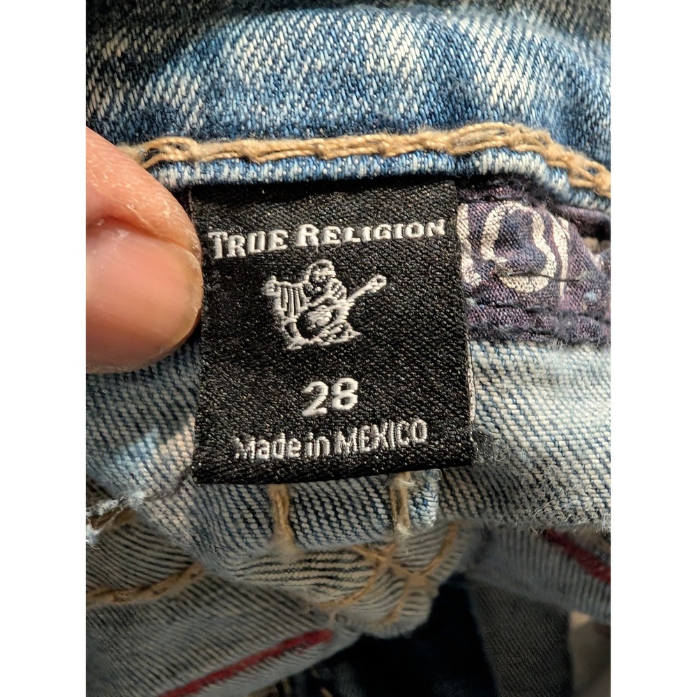 True Religion Geno No Flap Big T Patchwork Custom Denim Jeans Blue Mens 28 x 31 - Picture 8 of 11